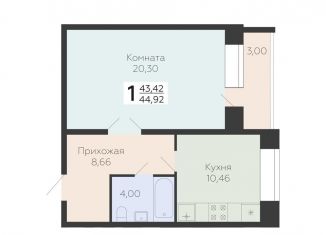 Продам 1-комнатную квартиру, 44.9 м2, Самара, 3-й квартал, 8, метро Юнгородок
