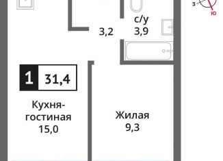 Продам однокомнатную квартиру, 31.4 м2, Московская область