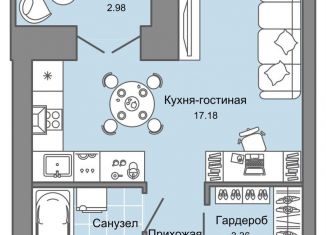 Квартира на продажу студия, 28 м2, Ульяновск, жилой комплекс Город Новаторов, 1, Засвияжский район