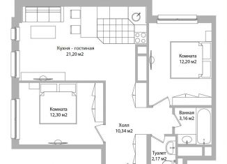 3-комнатная квартира на продажу, 61.4 м2, Мытищи