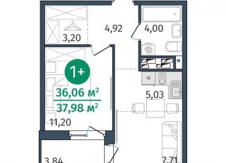 Продам 1-комнатную квартиру, 36.1 м2, Тюмень, Центральный округ