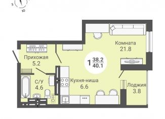 Квартира на продажу студия, 42 м2, Новосибирск, Кировский район, улица Петухова, 170