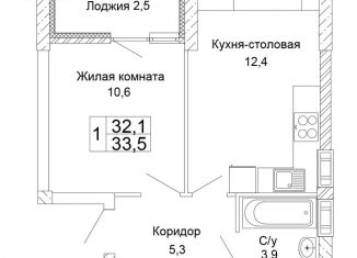 Продам однокомнатную квартиру, 33.5 м2, Волгоград