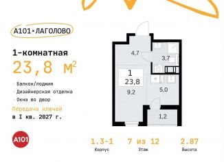 Квартира на продажу студия, 23.8 м2, деревня Лаголово