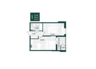 Продажа 1-комнатной квартиры, 41.4 м2, Краснодар