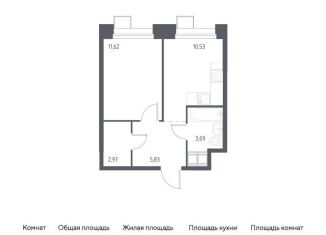 1-комнатная квартира на продажу, 34.6 м2, поселение Мосрентген, многофункциональный комплекс Тропарево Парк, к2.3