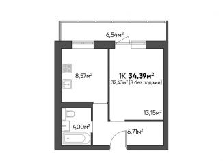 1-комнатная квартира на продажу, 34.4 м2, Волгоград