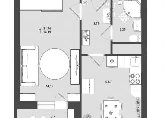 Продам 1-комнатную квартиру, 31.7 м2, Московская область