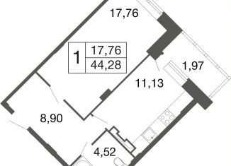 Продажа 1-комнатной квартиры, 44.3 м2, Апрелевка, жилой комплекс Времена Года, к11
