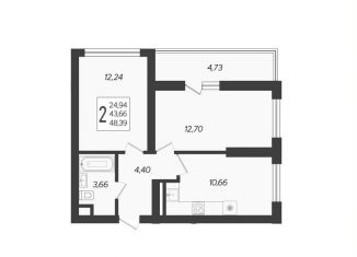 Продаю 2-комнатную квартиру, 48.4 м2, Сочи
