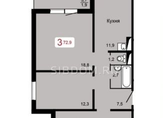 Продам трехкомнатную квартиру, 76.2 м2, Красноярск, Кировский район