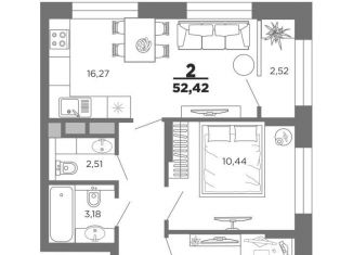 Продается 2-комнатная квартира, 52.4 м2, Рязань, Октябрьский район, 5-й Новый проезд