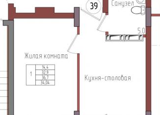 Продам однокомнатную квартиру, 34 м2, Калининградская область