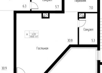 Продается 1-комнатная квартира, 48.6 м2, Калининградская область