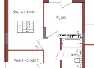 Продается 2-комнатная квартира, 44.3 м2, Калининградская область