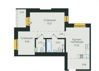 Продаю квартиру свободная планировка, 63.1 м2, Иркутск, улица Пискунова, 132