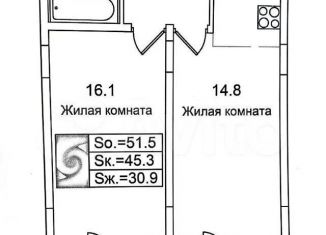 2-комнатная квартира на продажу, 57 м2, деревня Высоково, жилой комплекс Малая Истра, 24