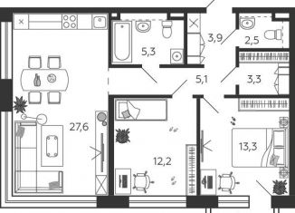 Продажа 2-ком. квартиры, 74.3 м2, Москва, набережная Марка Шагала, 11к2, метро Нагатинская