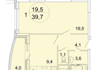 Продаю 1-комнатную квартиру, 39.7 м2, Ивантеевка, улица Прокудина, 1