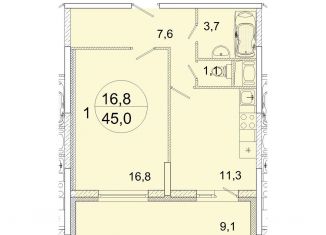 Продам 1-комнатную квартиру, 45 м2, Ивантеевка, улица Прокудина, 2, ЖК Весна