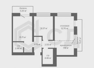 Продажа 2-комнатной квартиры, 69.2 м2, Тюмень, Причальная улица, 7, ЖК Речной Порт