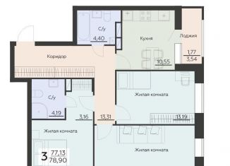 Продаю 3-комнатную квартиру, 78.9 м2, Воронежская область