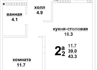 1-комнатная квартира на продажу, 43.5 м2, Свердловская область, Красноармейская улица, 13