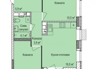 Двухкомнатная квартира на продажу, 51.8 м2, Ижевск