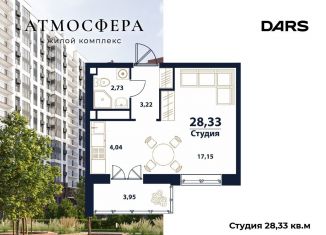 Продам 1-ком. квартиру, 28.3 м2, Ульяновск, жилой комплекс Атмосфера, 5