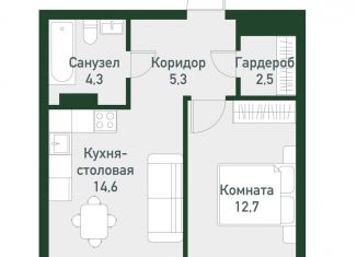 Продаю однокомнатную квартиру, 40.1 м2, Челябинская область, Спортивная улица