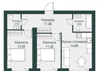 2-комнатная квартира на продажу, 60.3 м2, Челябинская область