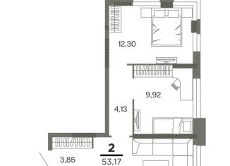 Продается 2-комнатная квартира, 53.2 м2, Рязань