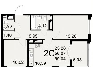 Продается 2-комнатная квартира, 59 м2, Тульская область