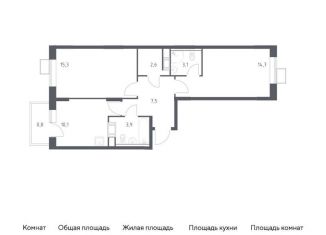 Продажа 2-комнатной квартиры, 58 м2, деревня Середнево, квартал № 23, 4-5