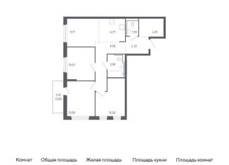 Продается трехкомнатная квартира, 72.8 м2, Тюмень, Ленинский округ, жилой комплекс Чаркова 72, 2.1