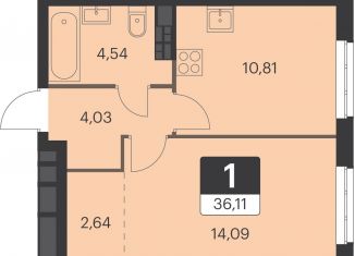 Продается 1-ком. квартира, 36.1 м2, Екатеринбург, метро Чкаловская