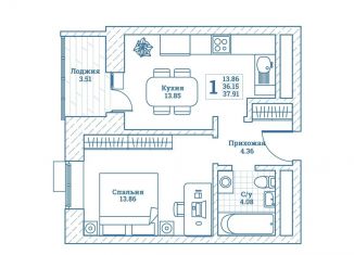 Продажа 1-ком. квартиры, 38.6 м2, Московская область, улица Генерала Ковачевича, 5