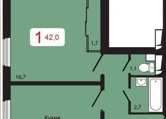 Продаю однокомнатную квартиру, 42 м2, Красноярск, Складская улица, 34А, ЖК КБС. Берег