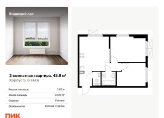 Продажа двухкомнатной квартиры, 48.9 м2, городской посёлок Янино-1, ЖК Янинский Лес, жилой комплекс Янинский Лес, 6