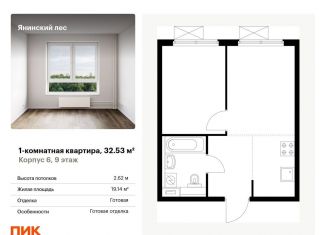 Продаю однокомнатную квартиру, 32.5 м2, городской посёлок Янино-1, жилой комплекс Янинский Лес, 6
