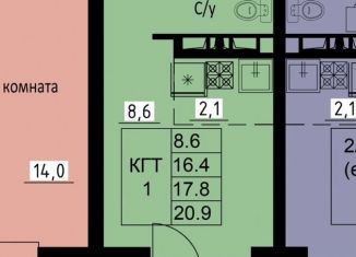 1-комнатная квартира на продажу, 17.8 м2, Улан-Удэ, улица Виталия Сукуева, 1к4