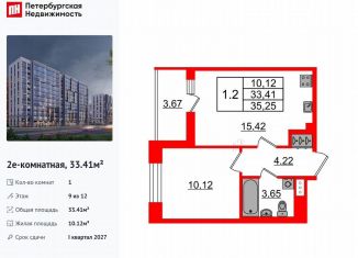 Продаю однокомнатную квартиру, 33.4 м2, Санкт-Петербург, Приморский район