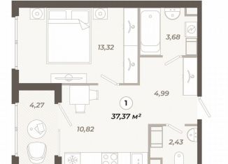 1-комнатная квартира на продажу, 37.4 м2, Санкт-Петербург, метро Фрунзенская, улица Коли Томчака, 21У