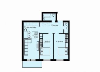 Продается двухкомнатная квартира, 74 м2, Красноярский край