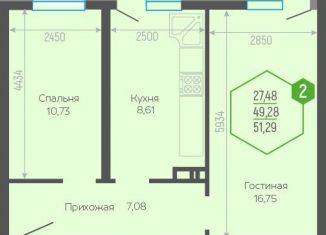 Продаю 2-ком. квартиру, 50 м2, Краснодар, Черкасская улица, 58/2, микрорайон Восточно-Кругликовский
