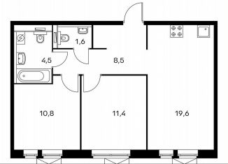 Продаю 2-ком. квартиру, 56.2 м2, Котельники, ЖК Белая Дача Парк, микрорайон Парковый, 2