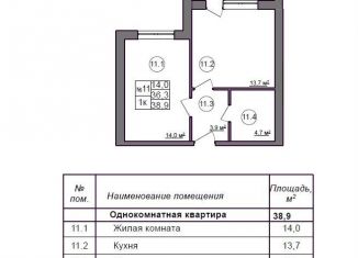 Продажа 1-комнатной квартиры, 38.9 м2, Дубовское сельское поселение