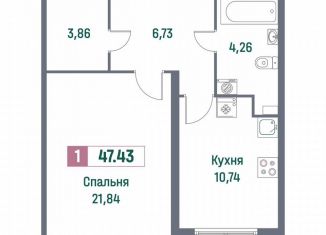 Продажа 1-ком. квартиры, 47.4 м2, Мурино, Ручьёвский проспект, 1/24