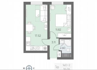 Продам 1-ком. квартиру, 34.1 м2, Санкт-Петербург, метро Проспект Ветеранов