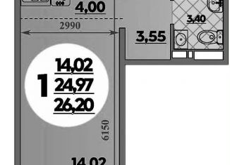 Квартира на продажу студия, 26.2 м2, Ростов-на-Дону, улица Петренко, 1, ЖК Суворовский